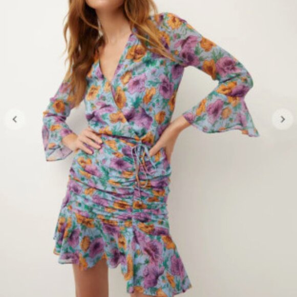 Veronica Beard Sean Floral Print Silk Mini Dress 2 - Picture 9 of 9